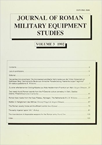 Journal of Roman Military Equipment Studies, Volume 3, 1992 Cover