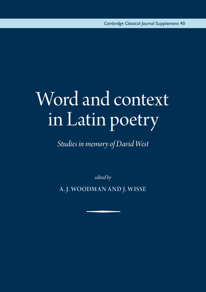 Word and Context in Latin Poetry Cover