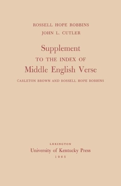 Supplement to the Index of Middle English Verse