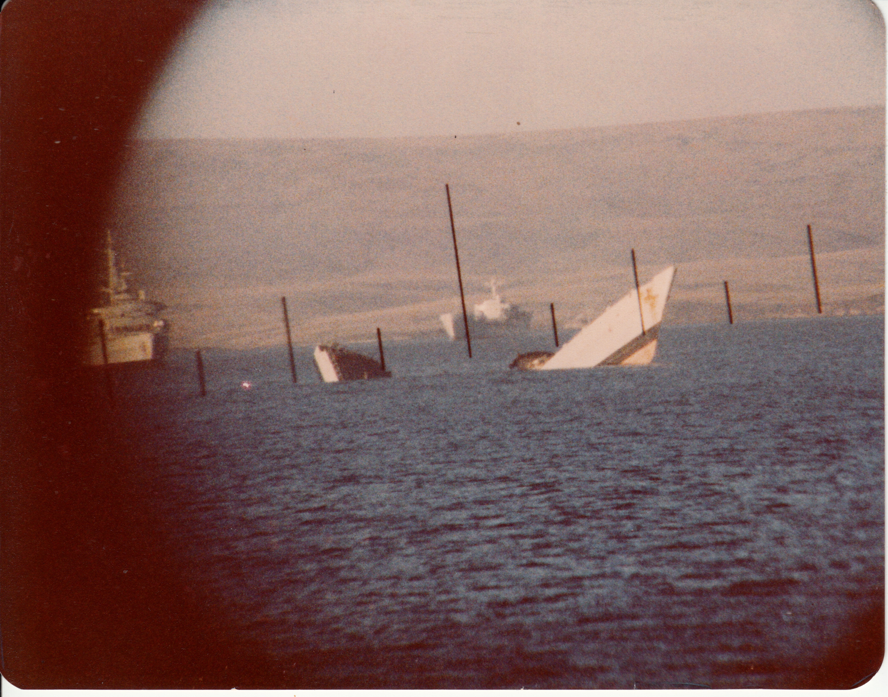 HMS Antelope breaks in two and sinks after the UXB exploded