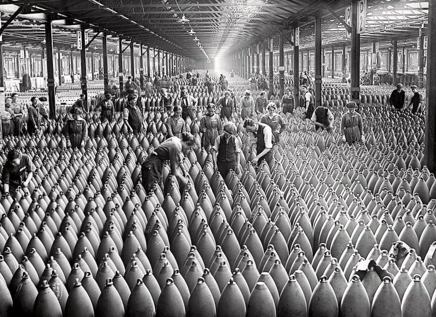 One of the many huge shell factories, which were dangerous to work in.