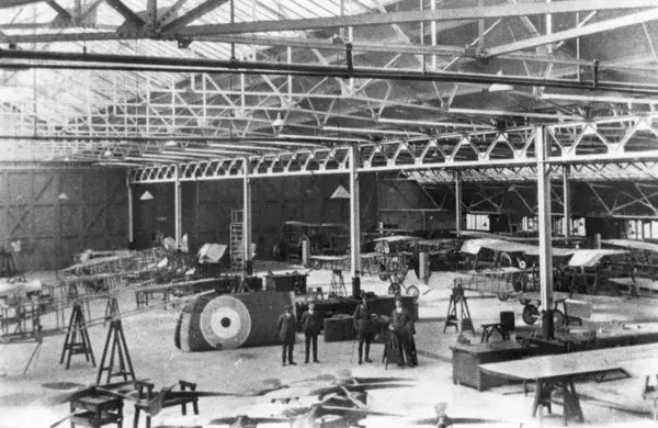 The aircraft industry took over furniture factories to make the bodies and wings.