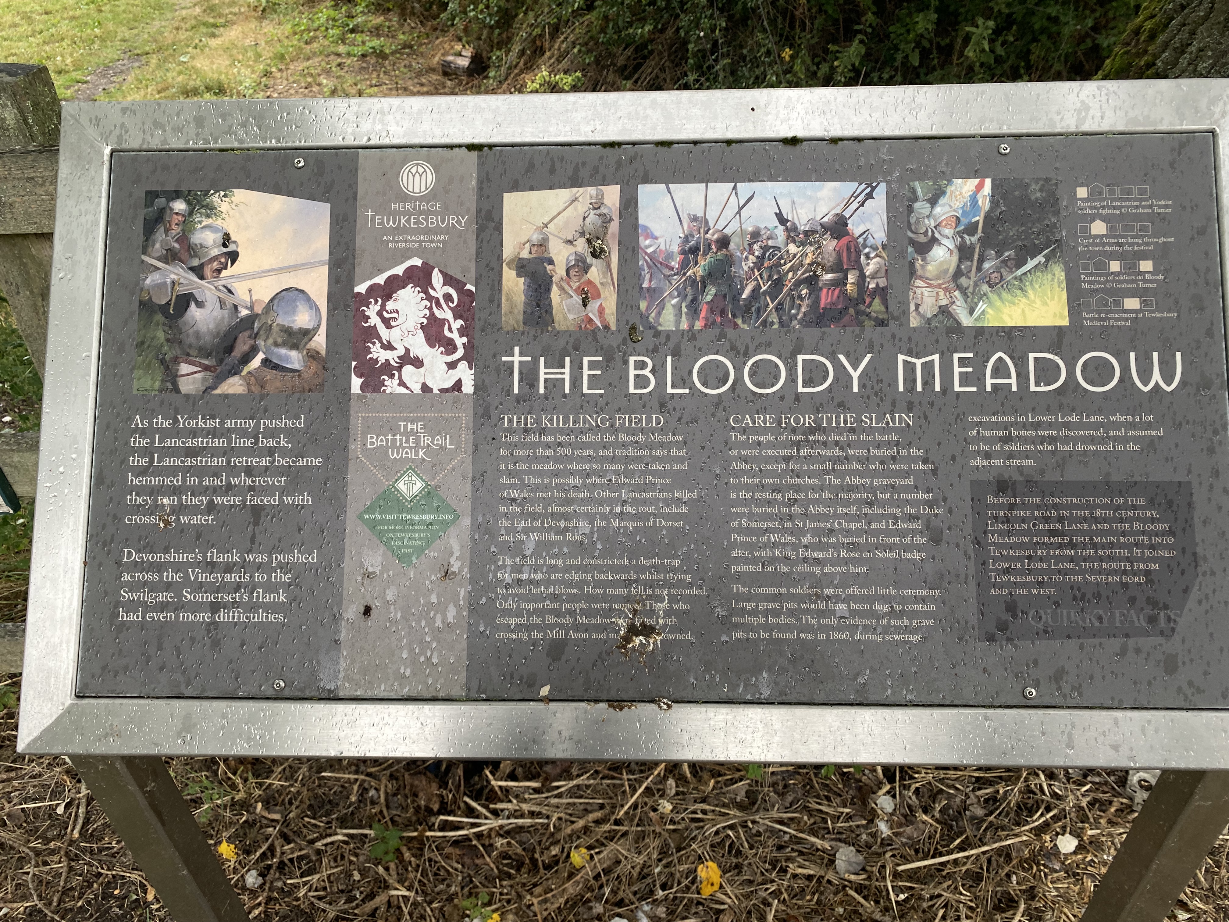 Today’s interpretation board, part of Tewkesbury’s Battlefield Trail (Dilip Sarkar).